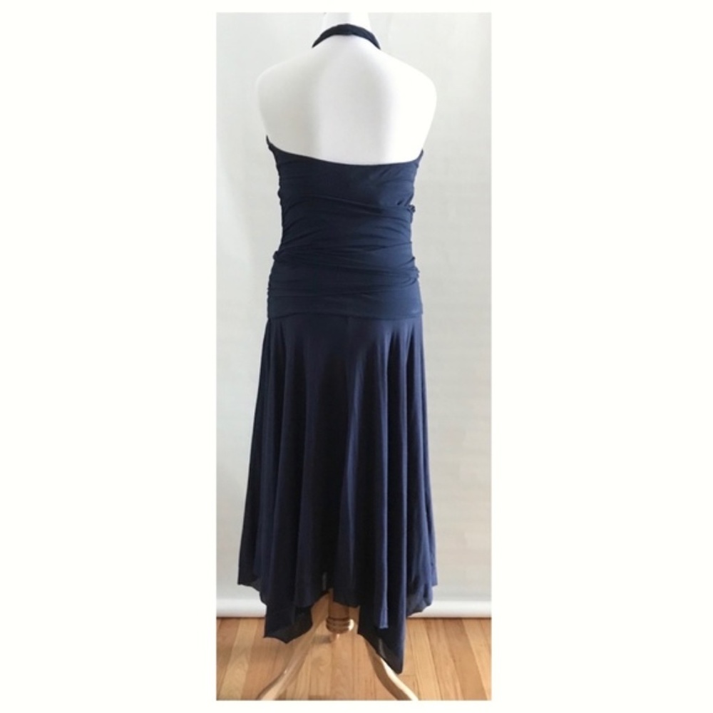 Lauren Navy Knit Halter Top and Handkerchief Skirt - Picture 3 of 9